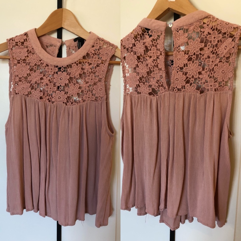 Floral lace neckline top